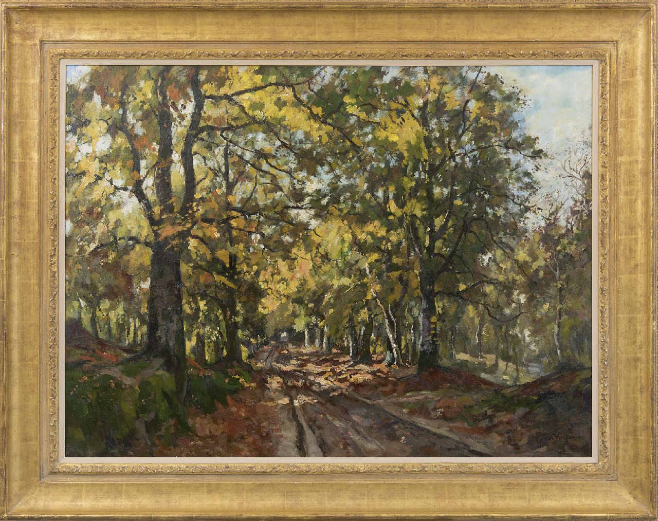 Vuuren J. van | Jan van Vuuren, In het Leuvenumse bos, olieverf op doek 75,5 x 100,5 cm, gesigneerd rechtsonder Vuuren J. van | Jan van Vuuren, In het Leuvenumse bos, olieverf op doek 75,5 x 100,5 cm, gesigneerd rechtsonder