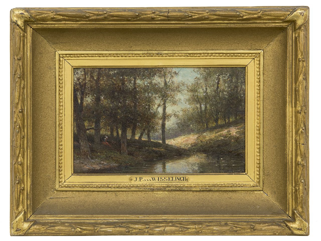 Wisselingh J.P. van | Johannes Pieter van Wisselingh | Schilderijen te koop aangeboden | Bij de bosbeek, olieverf op paneel 14,5 x 23,4 cm