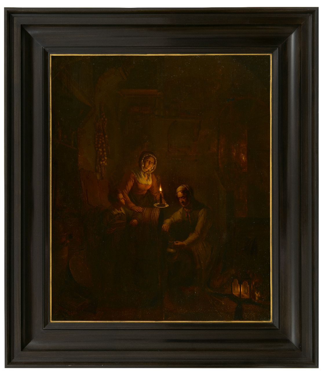 Haanen G.G.  | George Gillis Haanen | Schilderijen te koop aangeboden | Wijn tappen bij kaarslicht, olieverf op paneel 58,1 x 47,7 cm, gesigneerd rechtsonder en gedateerd 1837