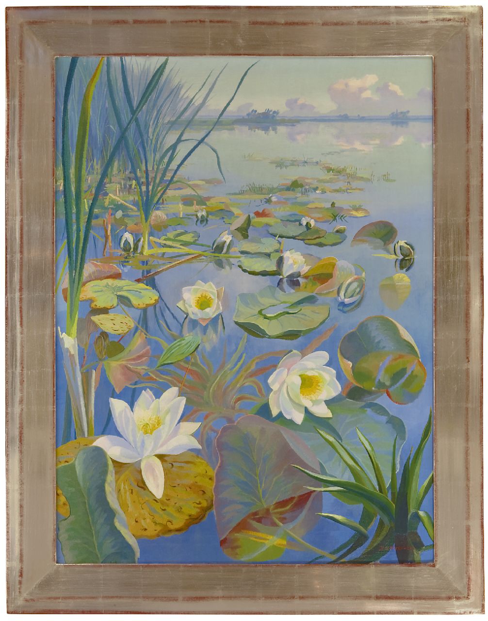 Smorenberg D.  | Dirk Smorenberg, Waterlelies, olieverf op doek 95,8 x 72,3 cm, gesigneerd rechtsonder en gedateerd '22