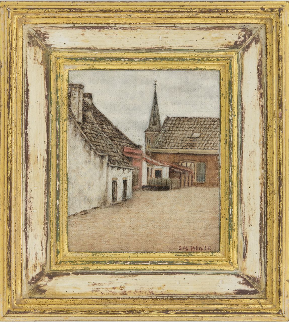 Meijer S.  | Salomon 'Sal' Meijer | Schilderijen te koop aangeboden | Dorpsgezicht (mogelijk Zandvoort), olieverf op doek op board 14,5 x 11,3 cm, gesigneerd rechtsonder