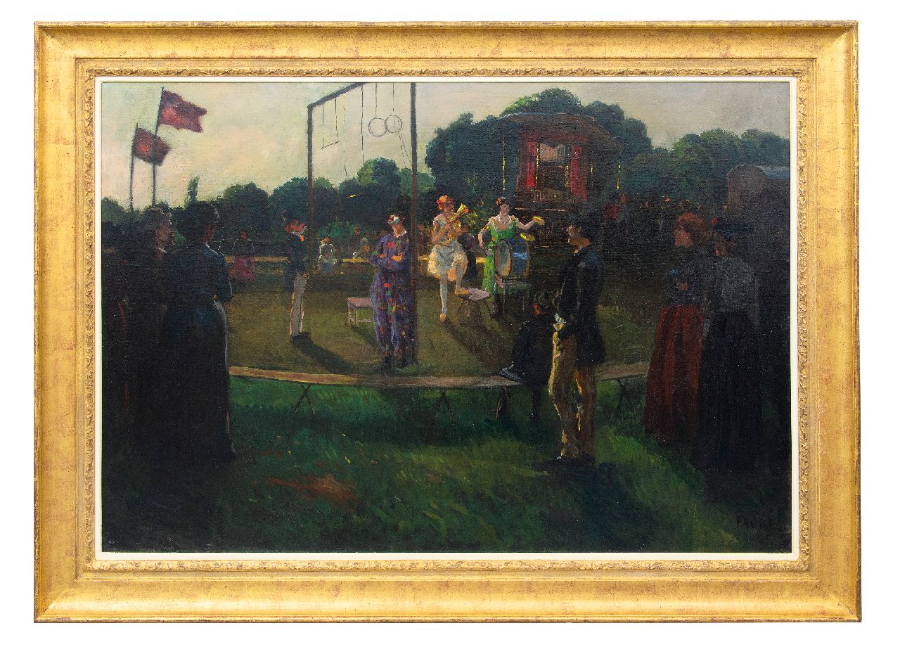 Faure A.  | Amandus Faure | Schilderijen te koop aangeboden | Reizend circus, olieverf op doek 90,5 x 130,0 cm, gesigneerd rechtsonder en gedateerd '05