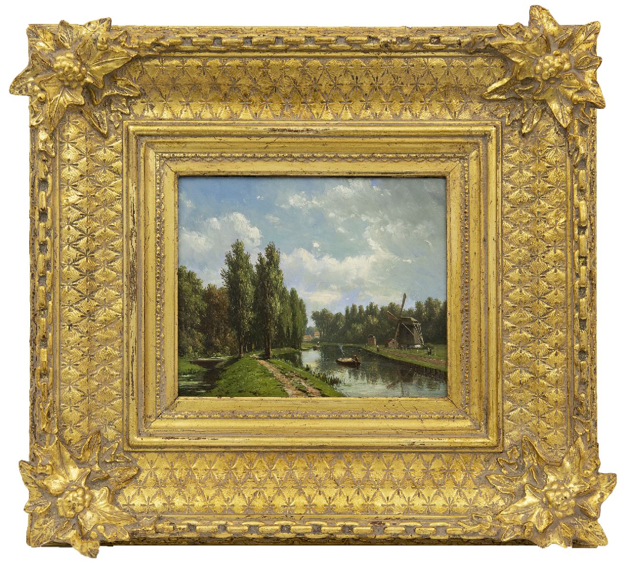 Maaten J.J. van der | Jacob Jan van der Maaten | Schilderijen te koop aangeboden | De Vliet bij Voorburg, olieverf op paneel 16,1 x 20,0 cm, gesigneerd linksonder