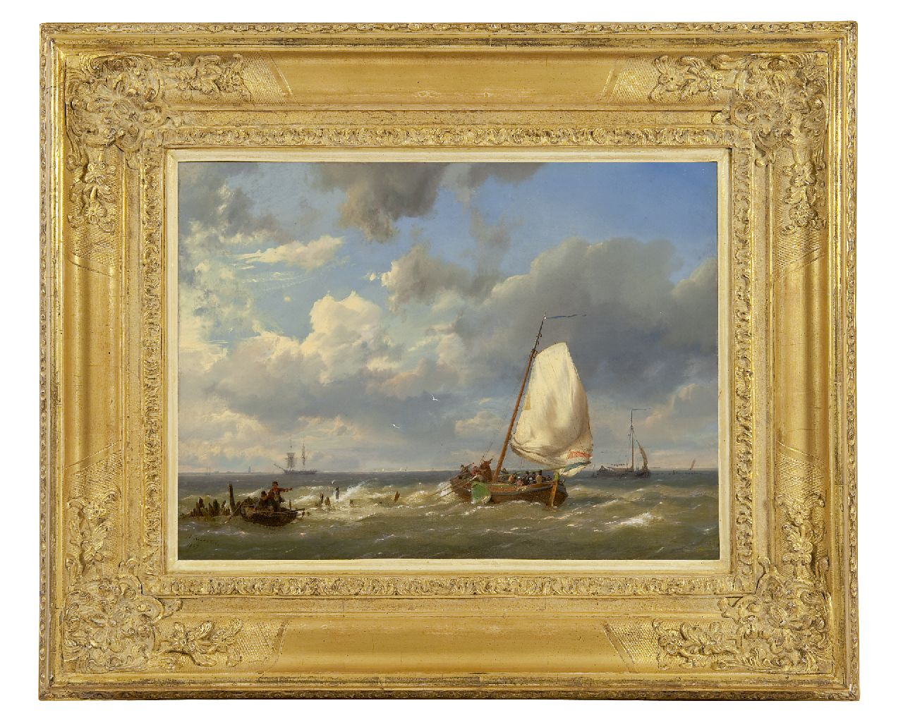 Koekkoek H.  | Hermanus Koekkoek, Vissersboten voor de kust, olieverf op doek 31,9 x 43,5 cm, gesigneerd linksonder en gedateerd 1859