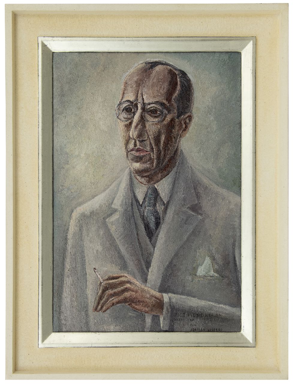 Lubbers A.  | Adriaan Lubbers, Portret van Piet Mondriaan, olieverf op doek 81,3 x 54,7 cm, gesigneerd rechtsonder (tweemaal) en gedateerd 1931 (tweemaal)