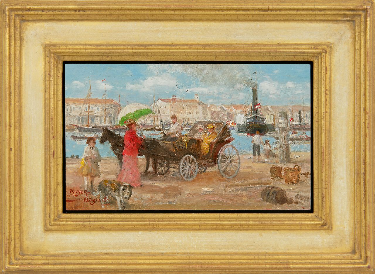 Meyer-Wiegand R.D.  | Rolf Dieter Meyer-Wiegand | Schilderijen te koop aangeboden | Rijtoer door de haven, olieverf op board op paneel 12,0 x 20,1 cm, gesigneerd linksonder