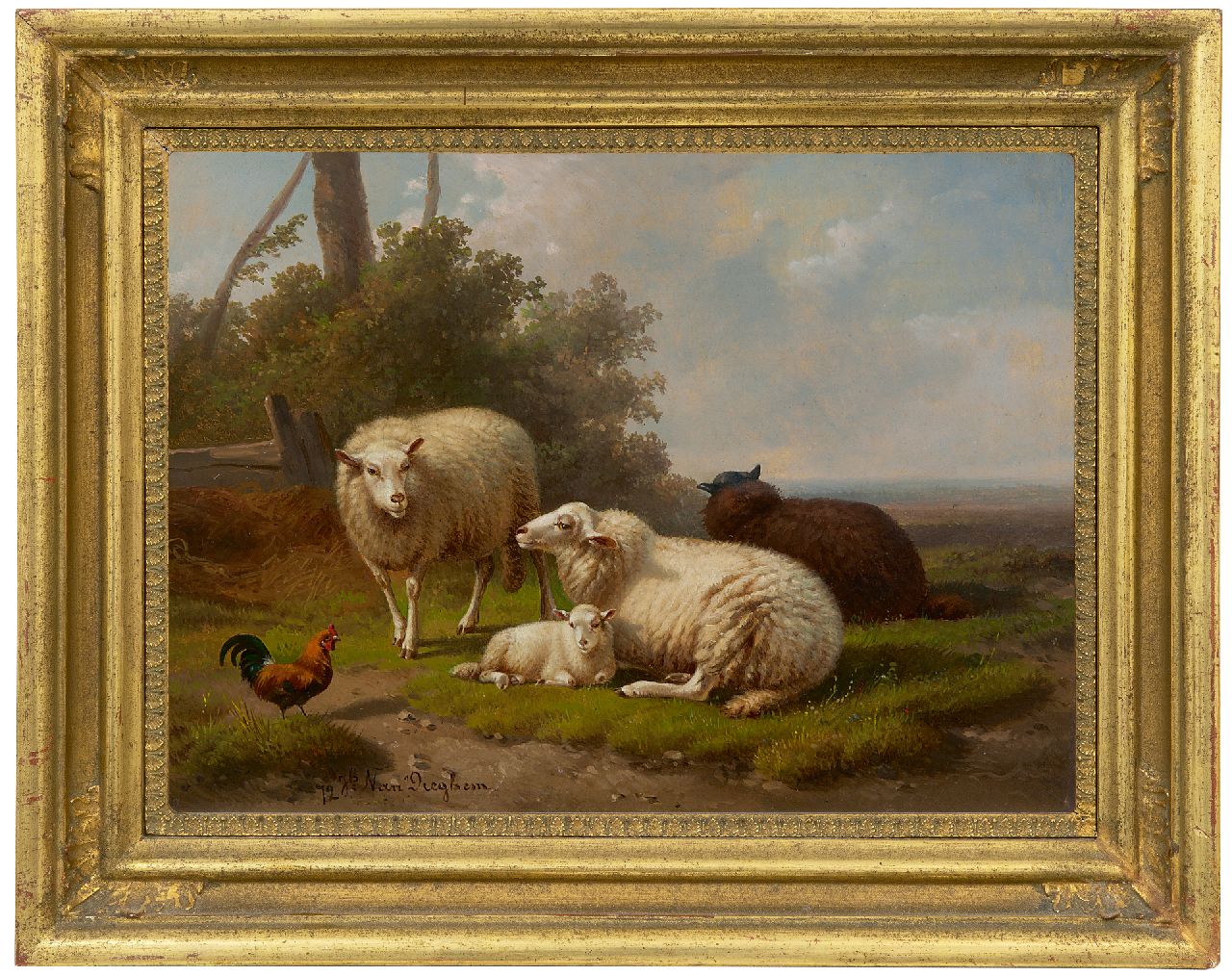 Dieghem J. van | Joseph van Dieghem, Idyllisch landschap met schapen, olieverf op paneel 22,6 x 31,0 cm, gesigneerd linksonder en gedateerd '72
