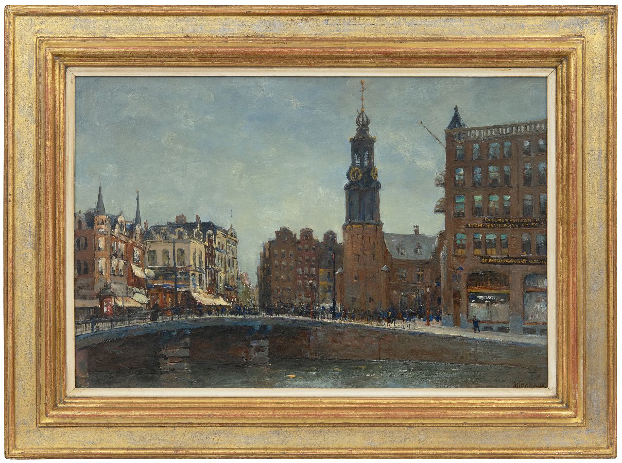 Wijsmuller J.H.  | Jan Hillebrand Wijsmuller, Gezicht op De Munt, Amsterdam, olieverf op doek 40,7 x 60,8 cm, gesigneerd rechtsonder