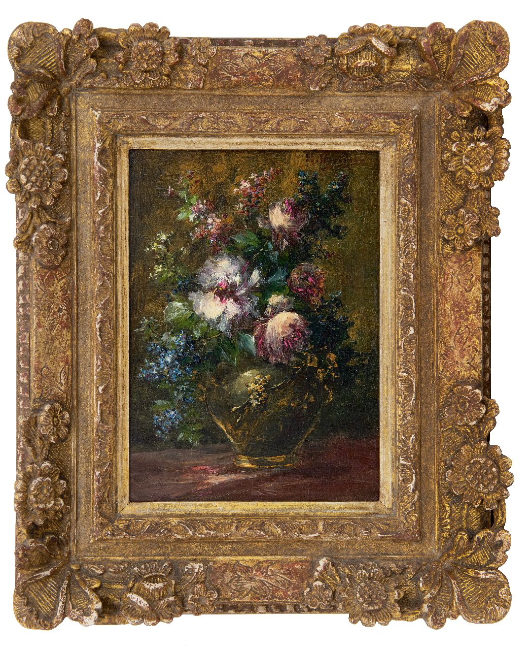 Hendrickx M.A.  | Michel Antoine Hendrickx | Schilderijen te koop aangeboden | Bloemstilleven, olieverf op paneel 23,3 x 16,8 cm, gesigneerd rechtsboven