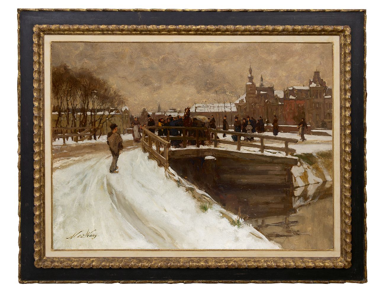 Waay N. van der | Nicolaas van der Waay, De Amsterdamse Stadhouderskade in de sneeuw, olieverf op doek 75,4 x 100,7 cm, gesigneerd linksonder