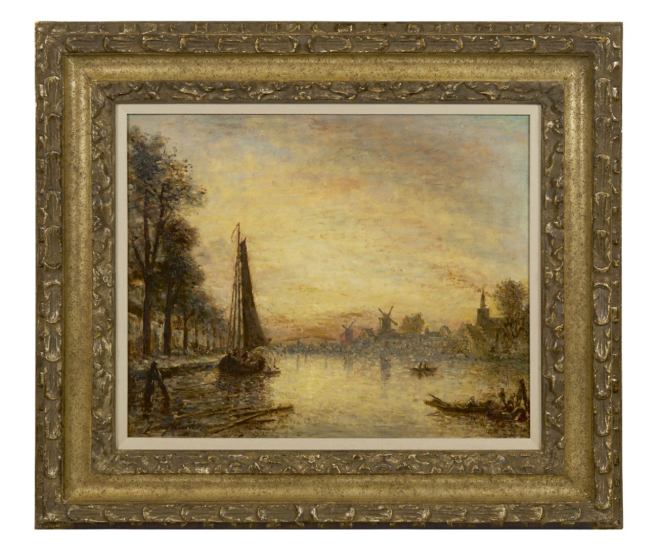 Jongkind J.B.  | Johan Barthold Jongkind, Riviergezicht bij Delfshaven, olieverf op doek 33,3 x 40,8 cm, gesigneerd linksonder