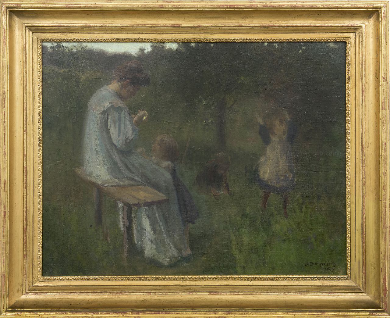 Jungwirth J.  | Joseph Jungwirth, Moeder met spelende kinderen, olieverf op doek 62,8 x 79,4 cm, gesigneerd rechtsonder en gedateerd 1905