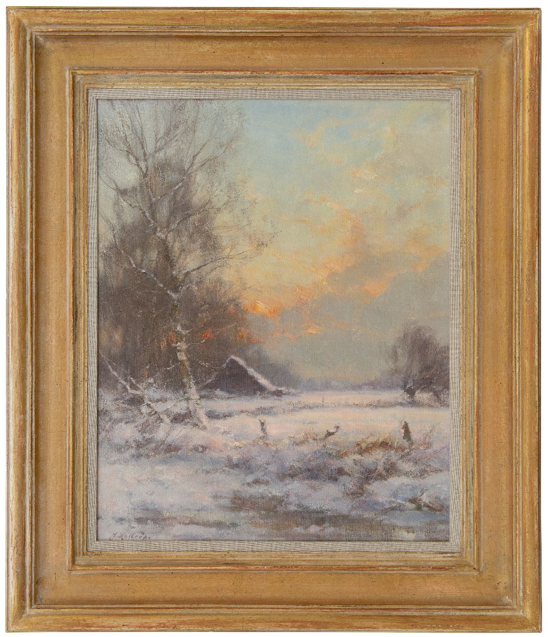 Holtrup J.  | Jan Holtrup | Schilderijen te koop aangeboden | Sneeuwlandschap, olieverf op doek 50,3 x 40,3 cm, gesigneerd linksonder