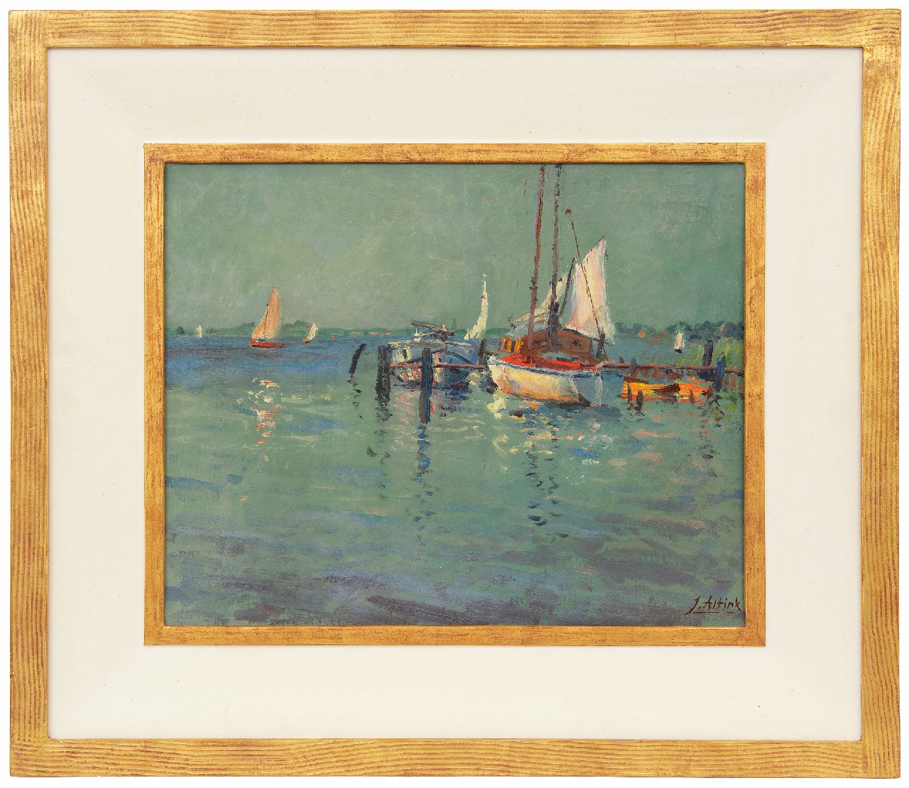 Altink J.  | Jan Altink | Schilderijen te koop aangeboden | Jachthaven aan het Paterswoldsemeer, olieverf op doek 40,4 x 50,3 cm, gesigneerd rechtsonder