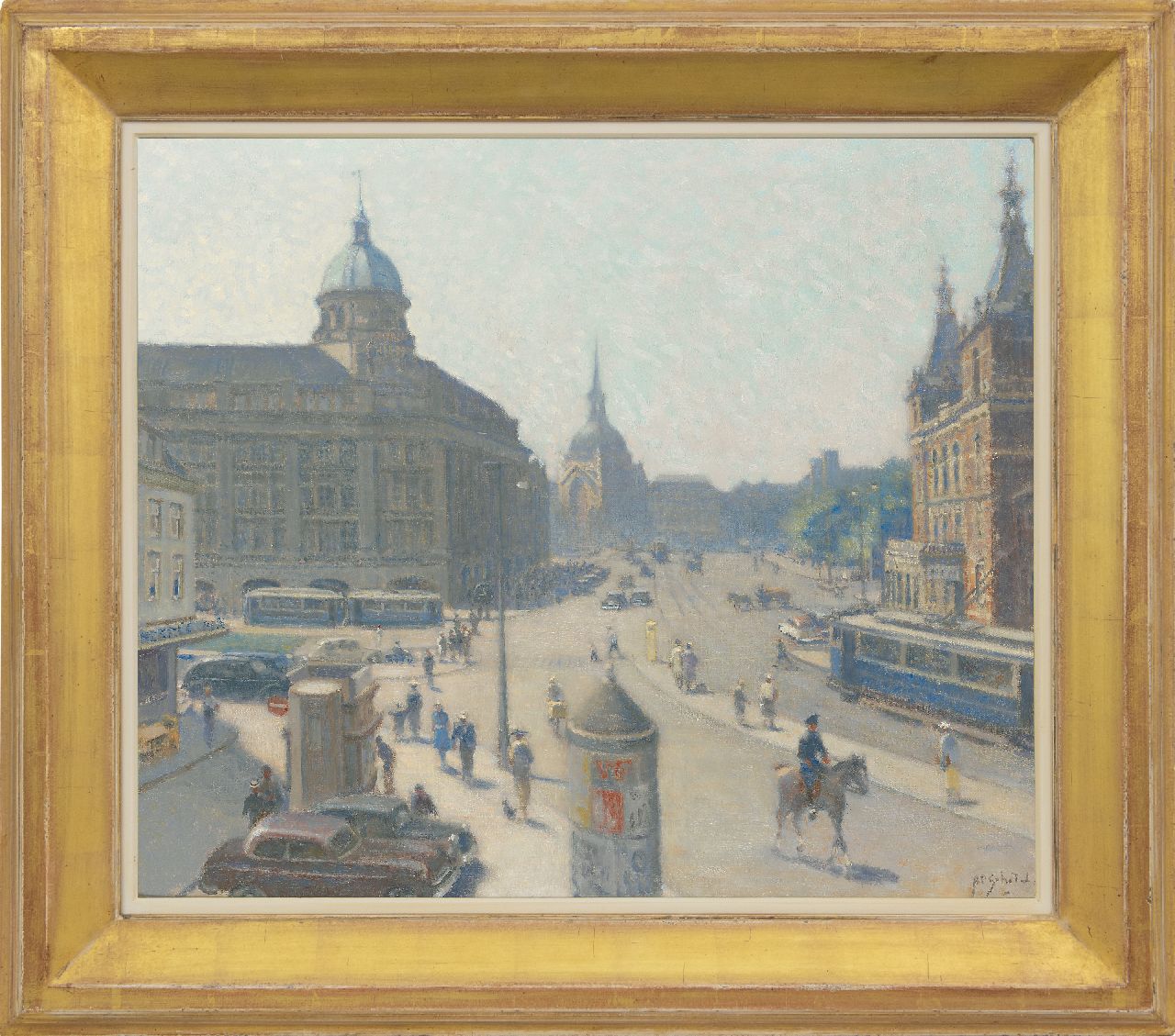Schotel A.P.  | Anthonie Pieter Schotel | Schilderijen te koop aangeboden | Het Leidseplein, Amsterdam, gezien vanuit 'Extase', olieverf op doek 60,2 x 70,5 cm, gesigneerd rechtsonder