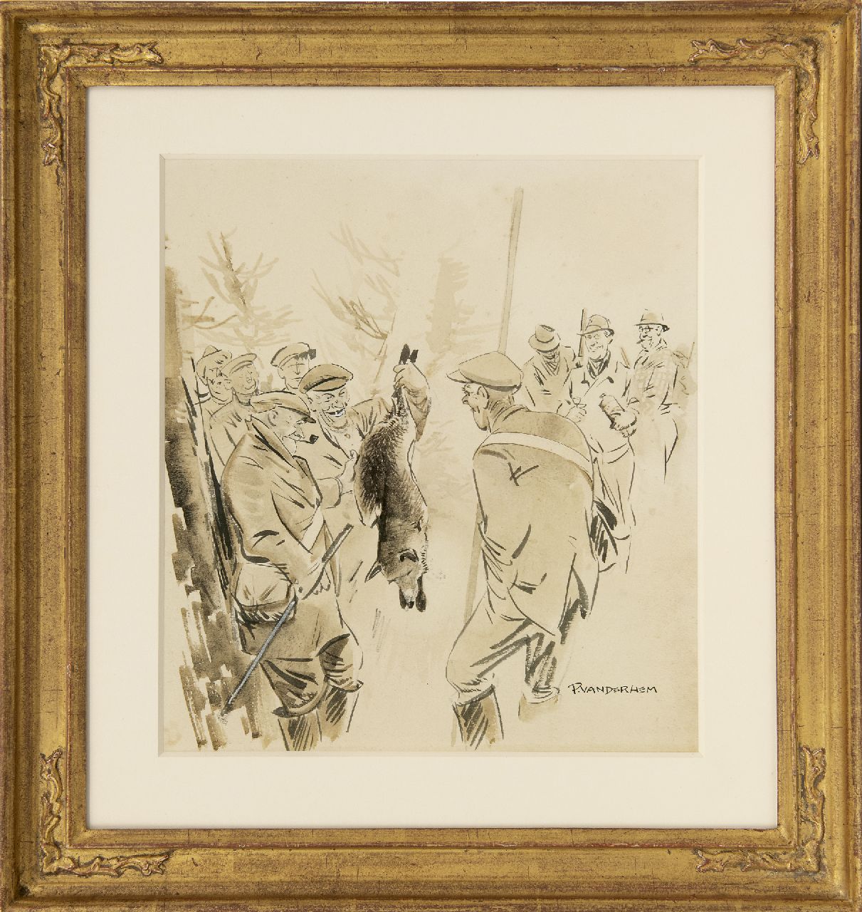 Hem P. van der | Pieter 'Piet' van der Hem, 'Een flinke jongen', pen, penseel en inkt op papier 23,6 x 21,6 cm, gesigneerd rechtsonder