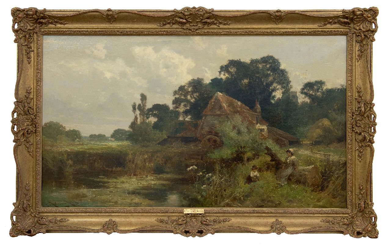 Hooper J.H.  | John Horace Hooper | Schilderijen te koop aangeboden | Bij de watermolen, olieverf op doek 61,0 x 107,0 cm, gesigneerd linksonder en te dateren ca. 1890