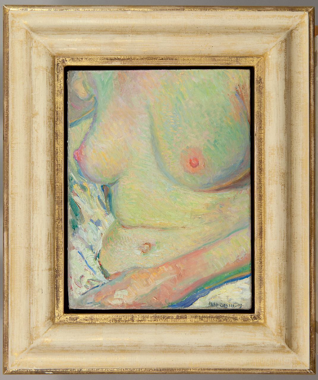 Gestel L.  | Leendert 'Leo' Gestel | Schilderijen te koop aangeboden | Vrouw, zittend in bad, olieverf op doek 33,5 x 25,6 cm, gesigneerd rechtsonder en gedateerd '09