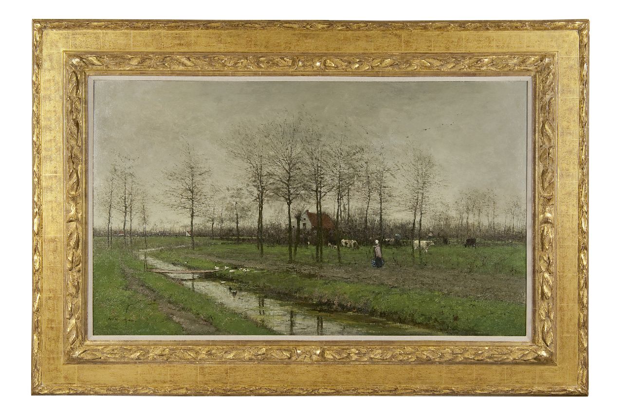 Maris W.  | Willem Maris, Vroeg in 't voorjaar, olieverf op doek 66,0 x 111,2 cm, gesigneerd linksonder en te dateren ca. 1875