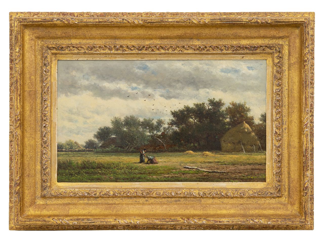 Roelofs W.  | Willem Roelofs | Schilderijen te koop aangeboden | Achter de boerderij, olieverf op paneel 22,1 x 37,7 cm, gesigneerd rechtsonder en te dateren ca. 1855-1860