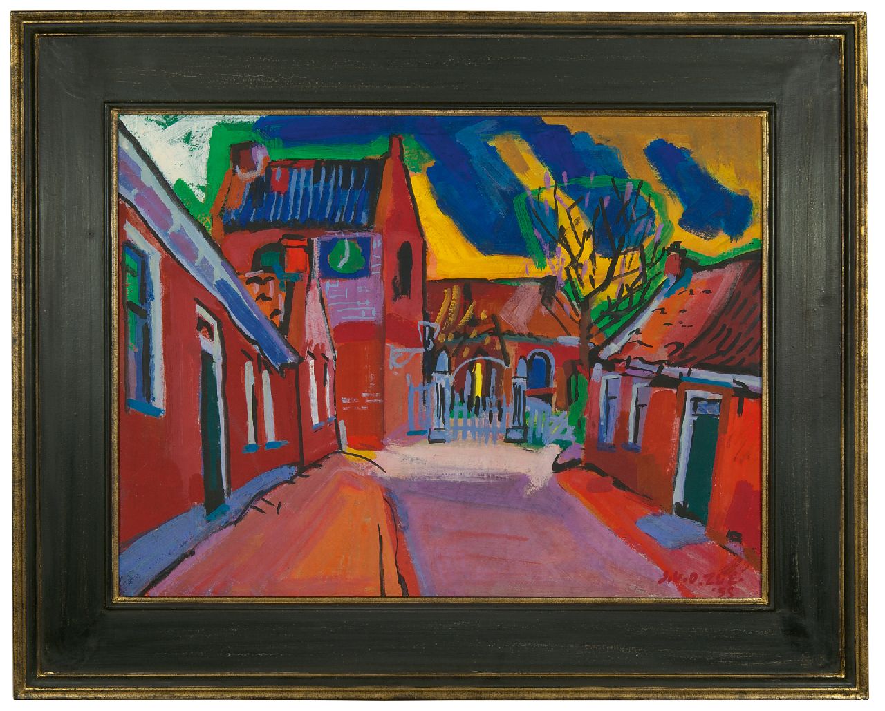 Zee J. van der | Jan van der Zee, Dorpsstraatje in Ezinge, olieverf op doek 60,3 x 80,1 cm, gesigneerd rechtsonder en gedateerd '35 Zee J. van der | Jan van der Zee, Dorpsstraatje in Ezinge, olieverf op doek 60,3 x 80,1 cm, gesigneerd rechtsonder en gedateerd '35