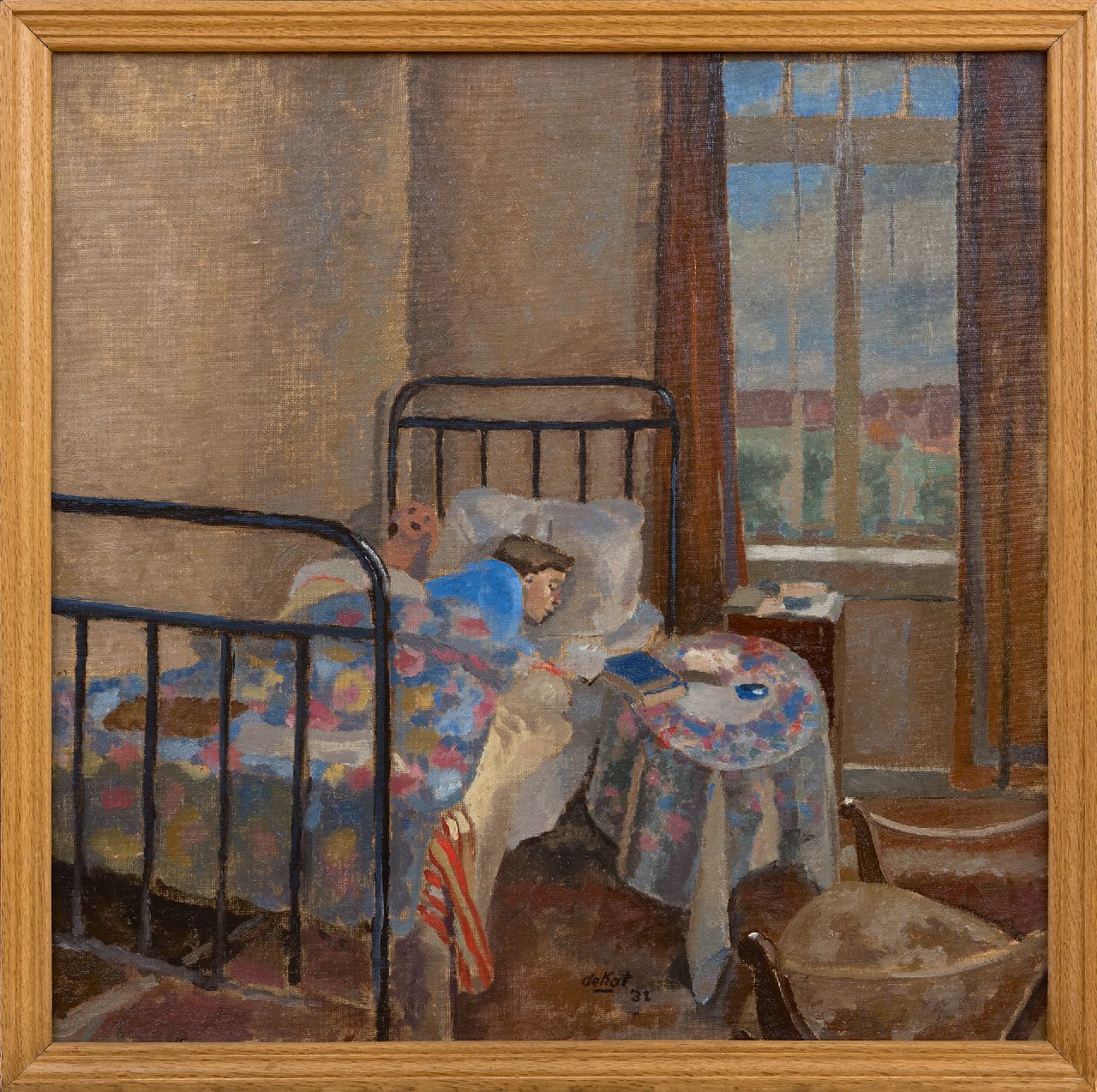 Kat O.B. de | 'Otto' Boudewijn de Kat | Schilderijen te koop aangeboden | Hans van Zijl, de vrouw van de kunstenaar, rustend, olieverf op doek 58,8 x 59,0 cm, gesigneerd middenonder en gedateerd '32