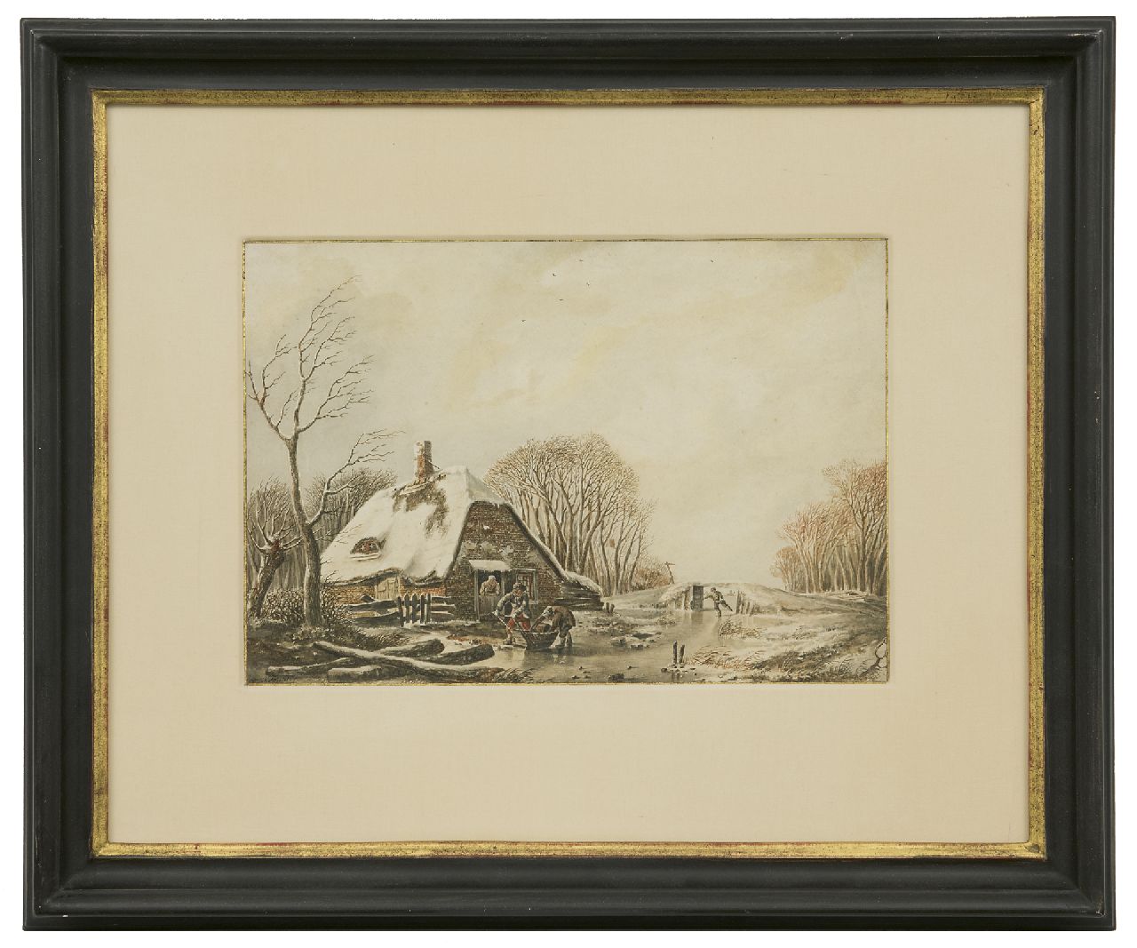 Schelfhout A.  | Andreas Schelfhout, Het laden van de duwslede, inkt en aquarel op papier 19,5 x 27,8 cm, gesigneerd linksonder en te dateren ca. 1810-1815