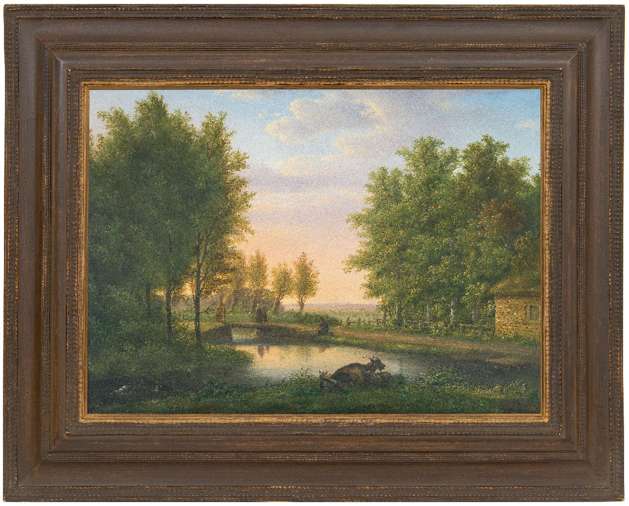 Kouwenhoven J. van | Jacob van Kouwenhoven | Schilderijen te koop aangeboden | Zomerlandschap, olieverf op paneel 30,7 x 43,6 cm, gesigneerd rechtsonder met initialen