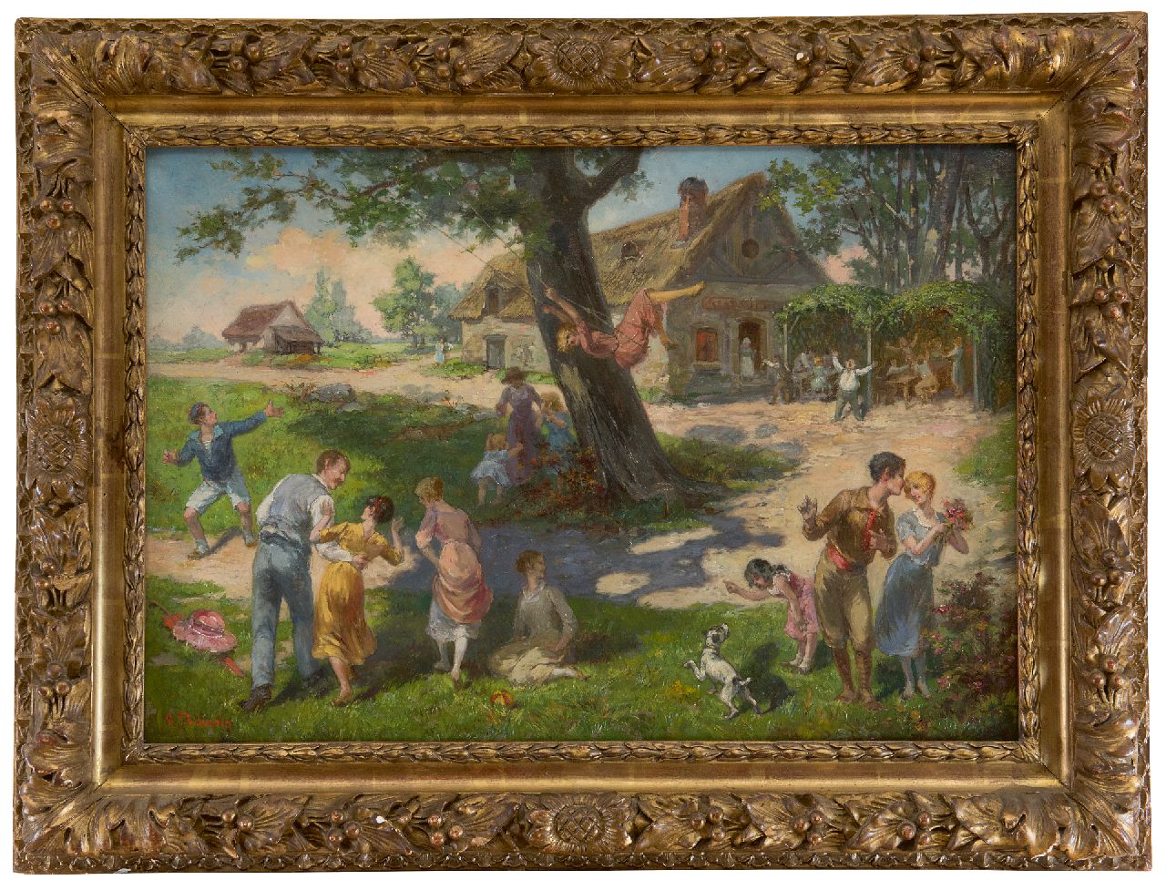 Thevenin L.V. | Louis Victor Thevenin | Schilderijen te koop aangeboden | Lente in het dorp, olieverf op doek 38,1 x 55,2 cm, gesigneerd linksonder Thevenin L.V. | Louis Victor Thevenin | Schilderijen te koop aangeboden | Lente in het dorp, olieverf op doek 38,1 x 55,2 cm, gesigneerd linksonder