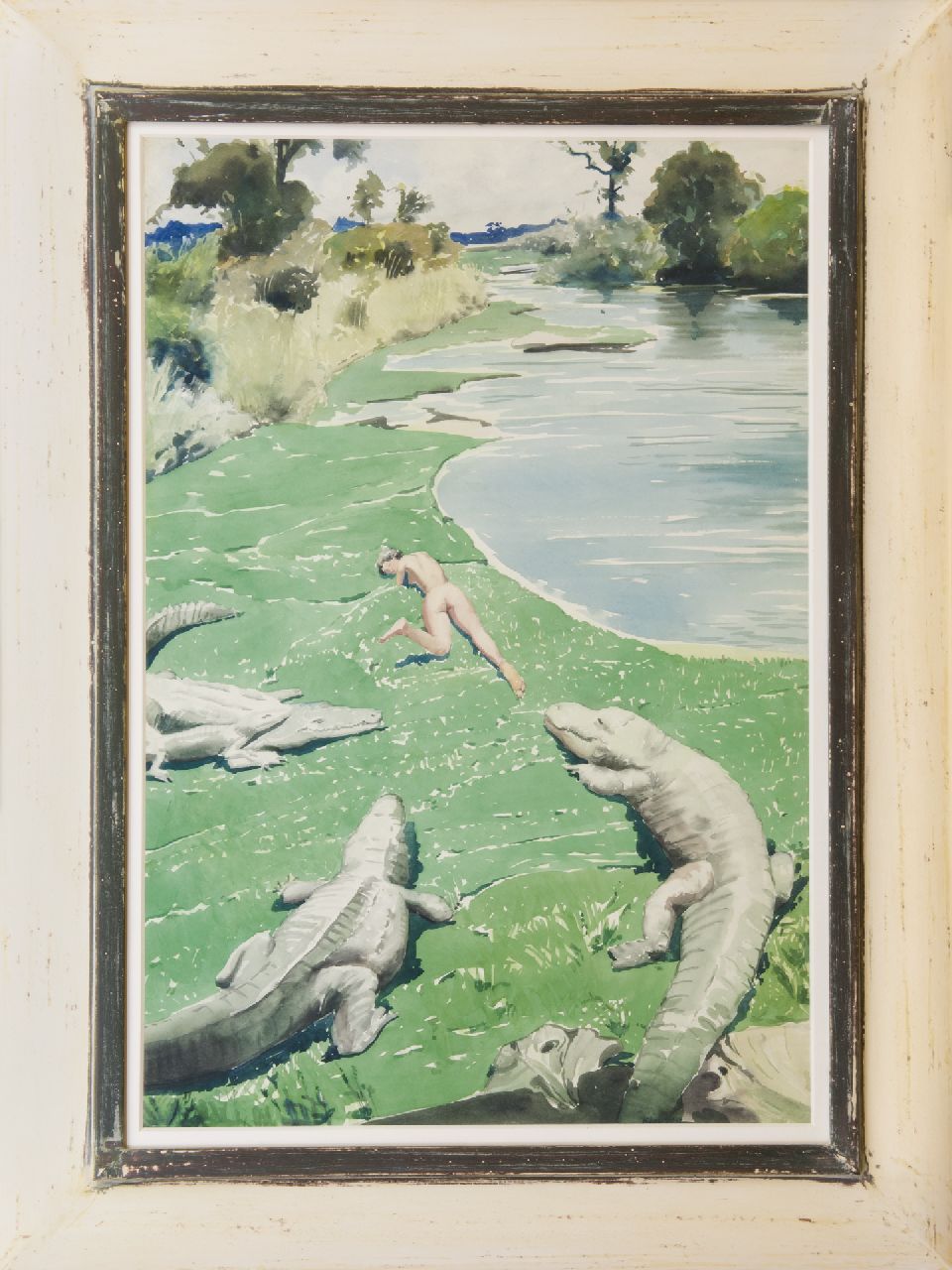 Kloos C.  | Cornelis Kloos | Aquarellen en tekeningen te koop aangeboden | Alligators, aquarel op papier 59,9 x 40,4 cm, gesigneerd rechtsonder en gedateerd '51