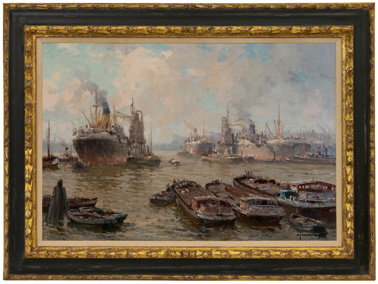 Delfgaauw G.J.  | Gerardus Johannes 'Gerard' Delfgaauw | Schilderijen te koop aangeboden | De Waalhaven, Rotterdam, olieverf op doek 40,2 x 60,5 cm, gesigneerd rechtsonder