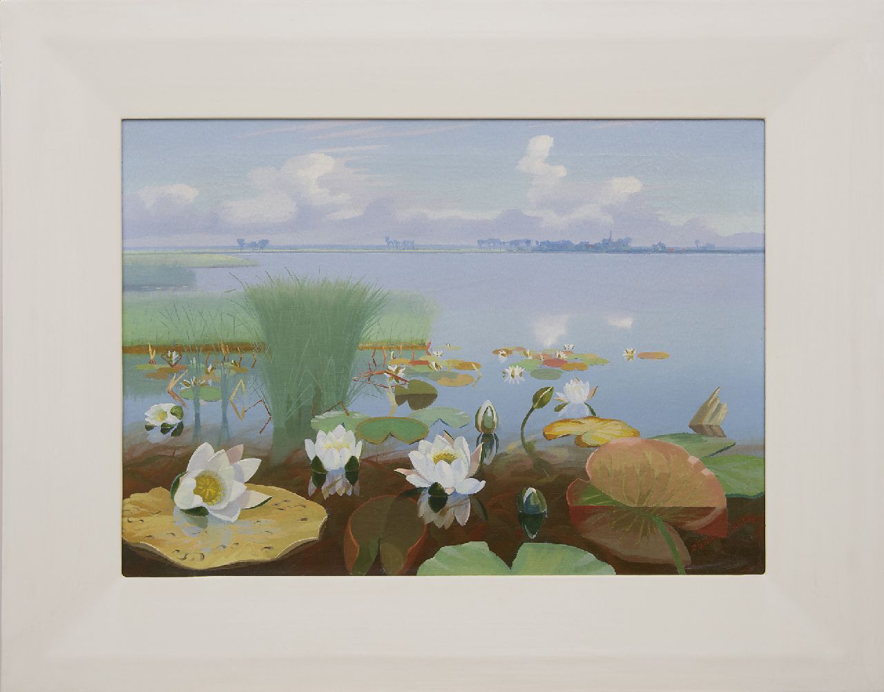 Smorenberg D.  | Dirk Smorenberg, Waterlelies in de Loosdrechtse Plassen, olieverf op doek 50,8 x 70,3 cm, gesigneerd rechtsonder