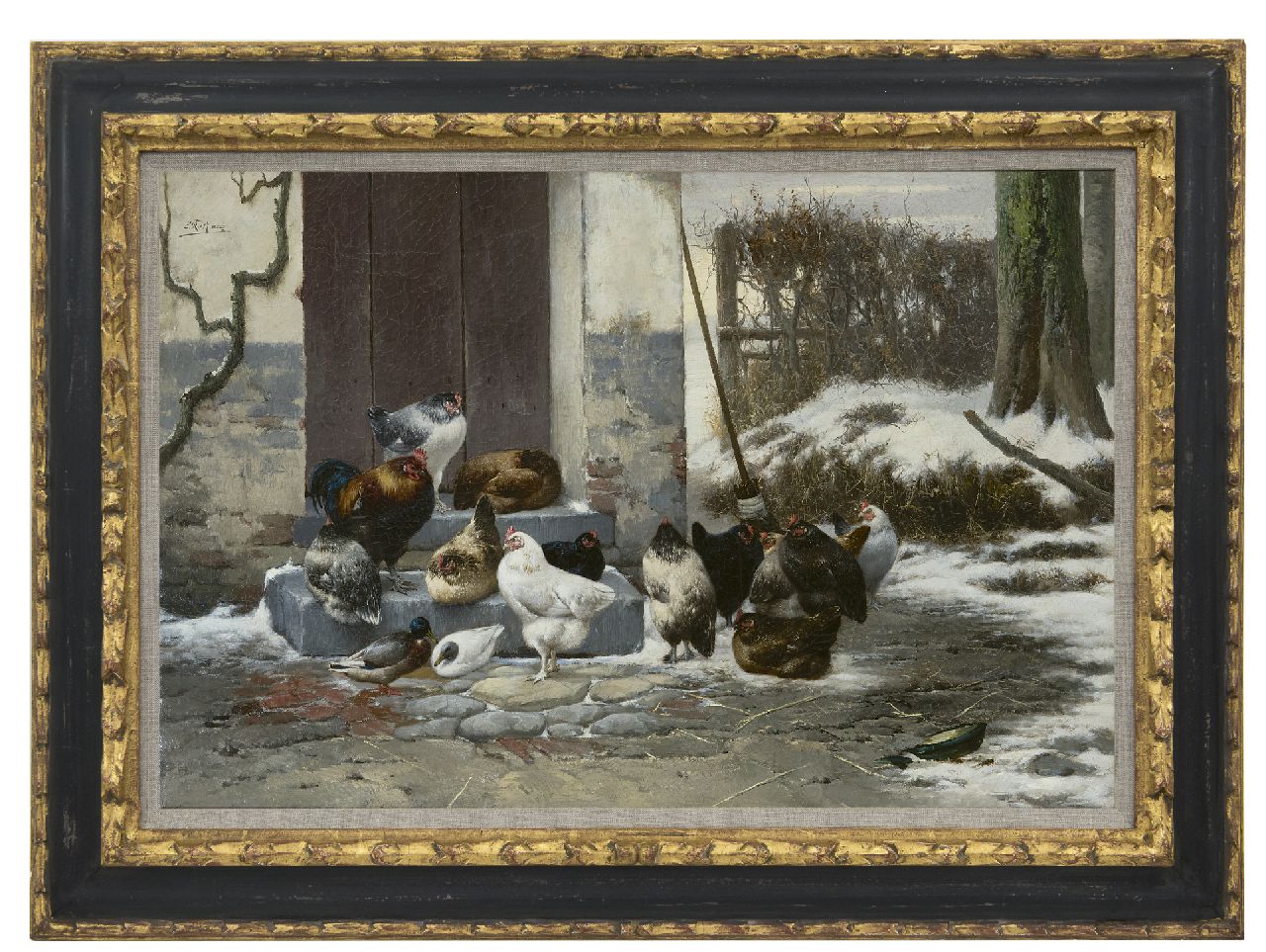 Maes E.R.  | Eugène Remy Maes, Wachten voor de stal, olieverf op doek 40,2 x 60,0 cm, gesigneerd linksboven
