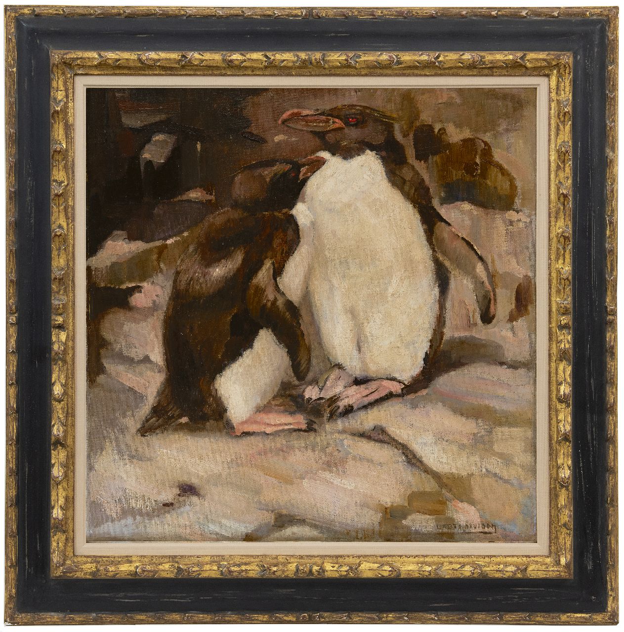 Bruigom M.C.  | Margaretha Cornelia 'Greta' Bruigom, Pinguïns, olieverf op doek 46,1 x 45,3 cm, gesigneerd rechtsonder en op spieraam