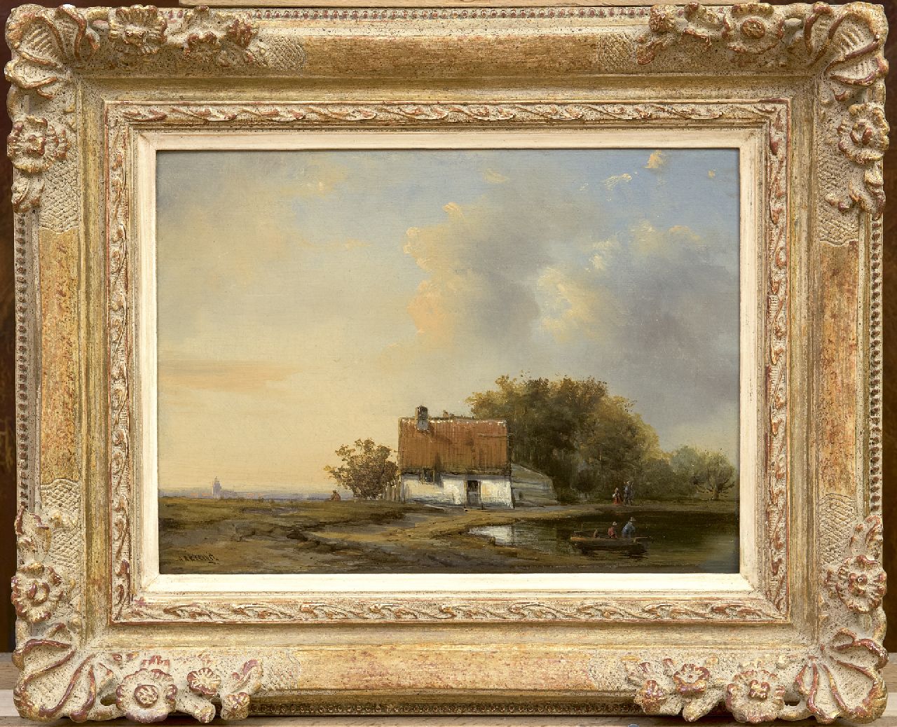 Kiewiet M.A. | Marinus Albertus Kiewiet, Landschap met boerenhuisje, olieverf op paneel 19,1 x 26,2 cm, gesigneerd linksonder Kiewiet M.A. | Marinus Albertus Kiewiet, Landschap met boerenhuisje, olieverf op paneel 19,1 x 26,2 cm, gesigneerd linksonder