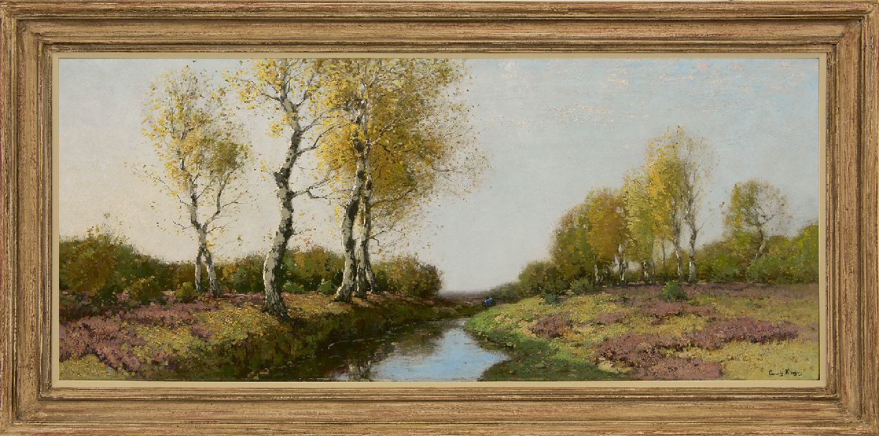 Kuijpers C.  | Cornelis Kuijpers, Heidelandschap met berken, langs een beek, olieverf op doek 57,3 x 133,2 cm, gesigneerd rechtsonder