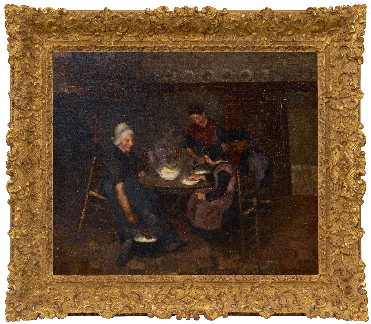 Frankfort E.  | Eduard Frankfort | Schilderijen te koop aangeboden | Etenstijd, olieverf op doek 49,2 x 59,1 cm, gesigneerd rechtsonder