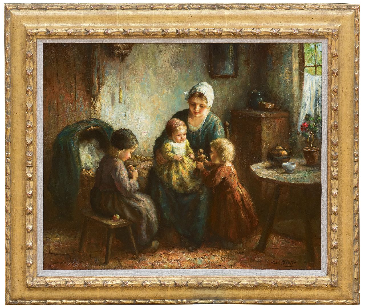 Bouter C.W.  | Cornelis Wouter 'Cor' Bouter, Jonge moeder met kinderen, olieverf op doek 50,8 x 60,5 cm, gesigneerd rechtsonder