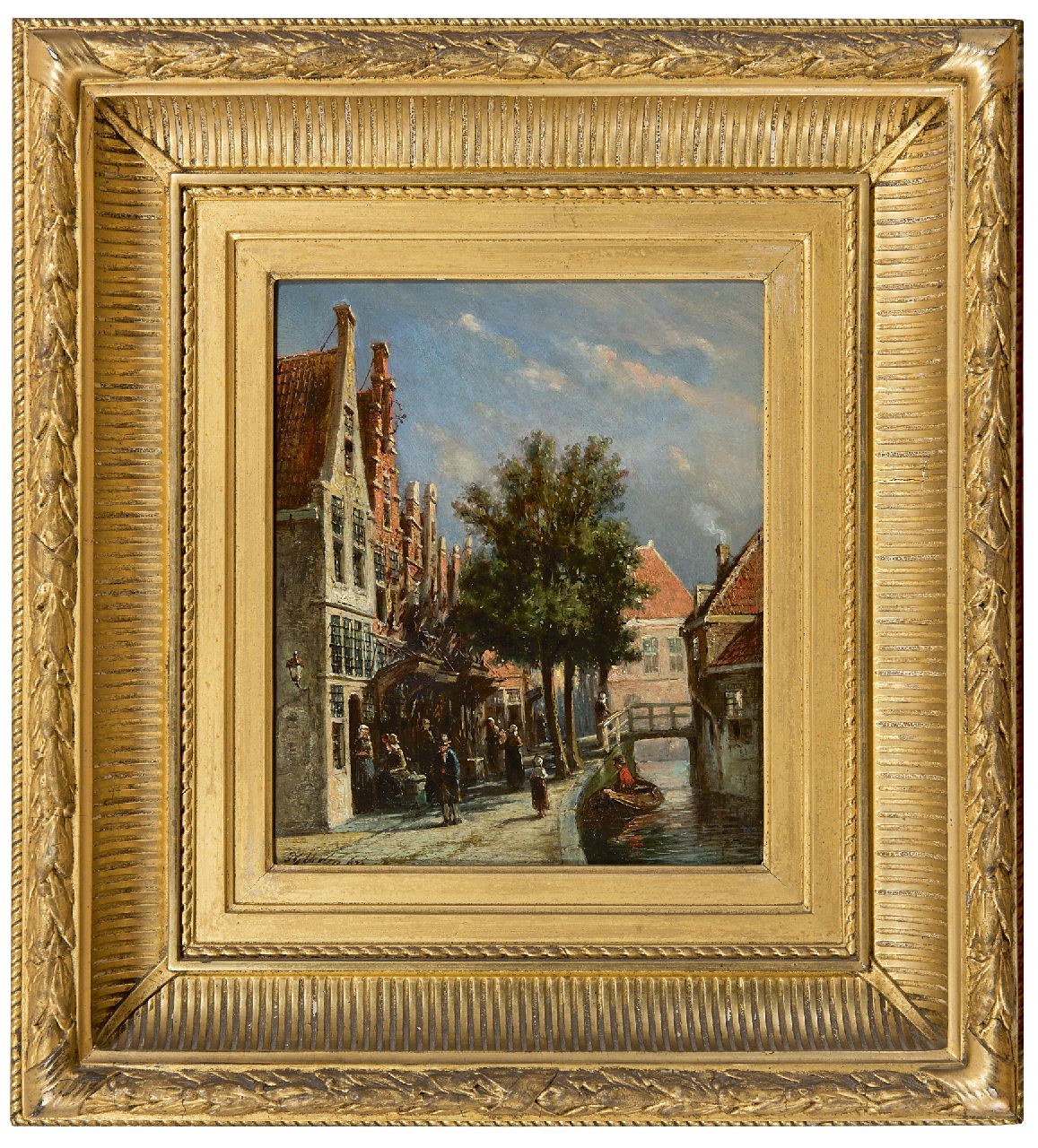 Vertin P.G.  | Petrus Gerardus Vertin, Hollands stadsgrachtje, olieverf op paneel 21,9 x 18,0 cm, gesigneerd linksonder en gedateerd '73