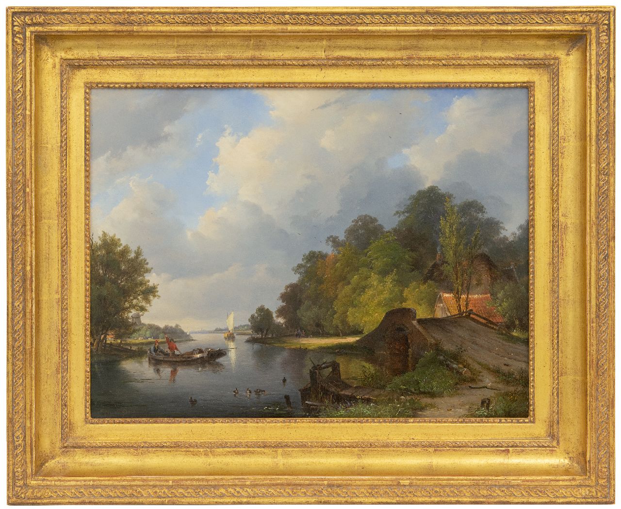 Breuhaus de Groot F.  | Frans Breuhaus de Groot | Schilderijen te koop aangeboden | Zomerdag langs de rivier, olieverf op paneel 33,5 x 44,3 cm, gesigneerd linksonder