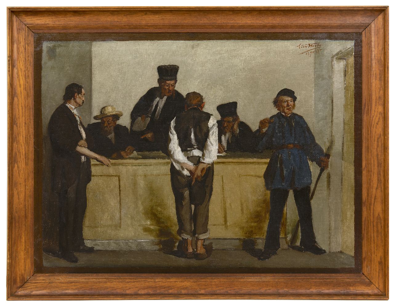 Herbo L.  | Léon Herbo | Schilderijen te koop aangeboden | De rechtszaak, olieverf op doek 56,3 x 76,1 cm, gesigneerd rechtsboven