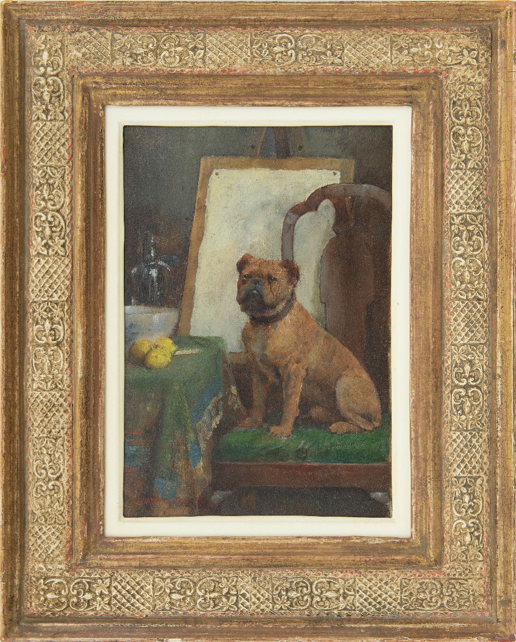Breakspeare W.A.  | William Arthur Breakspeare | Schilderijen te koop aangeboden | De hond van de schilder, olieverf op paneel 25,0 x 17,2 cm, gesigneerd linksonder