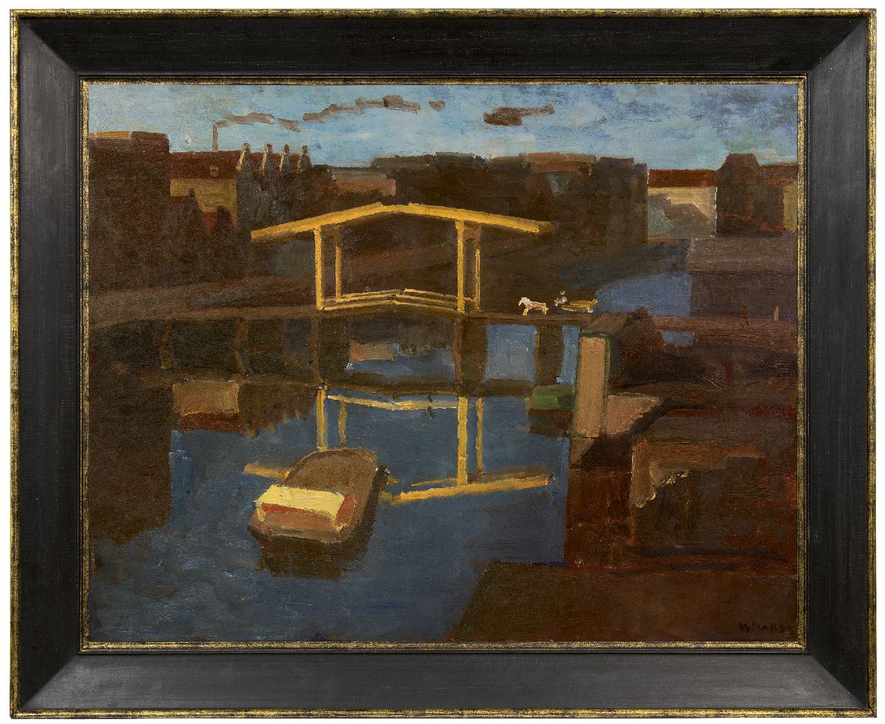Maks C.J.  | Cornelis Johannes 'Kees' Maks | Schilderijen te koop aangeboden | De ophaalbrug (uitzicht uit het atelier van de schilder op het Prinseneiland, Amsterdam), olieverf op doek 79,4 x 100,0 cm, gesigneerd rechtsonder