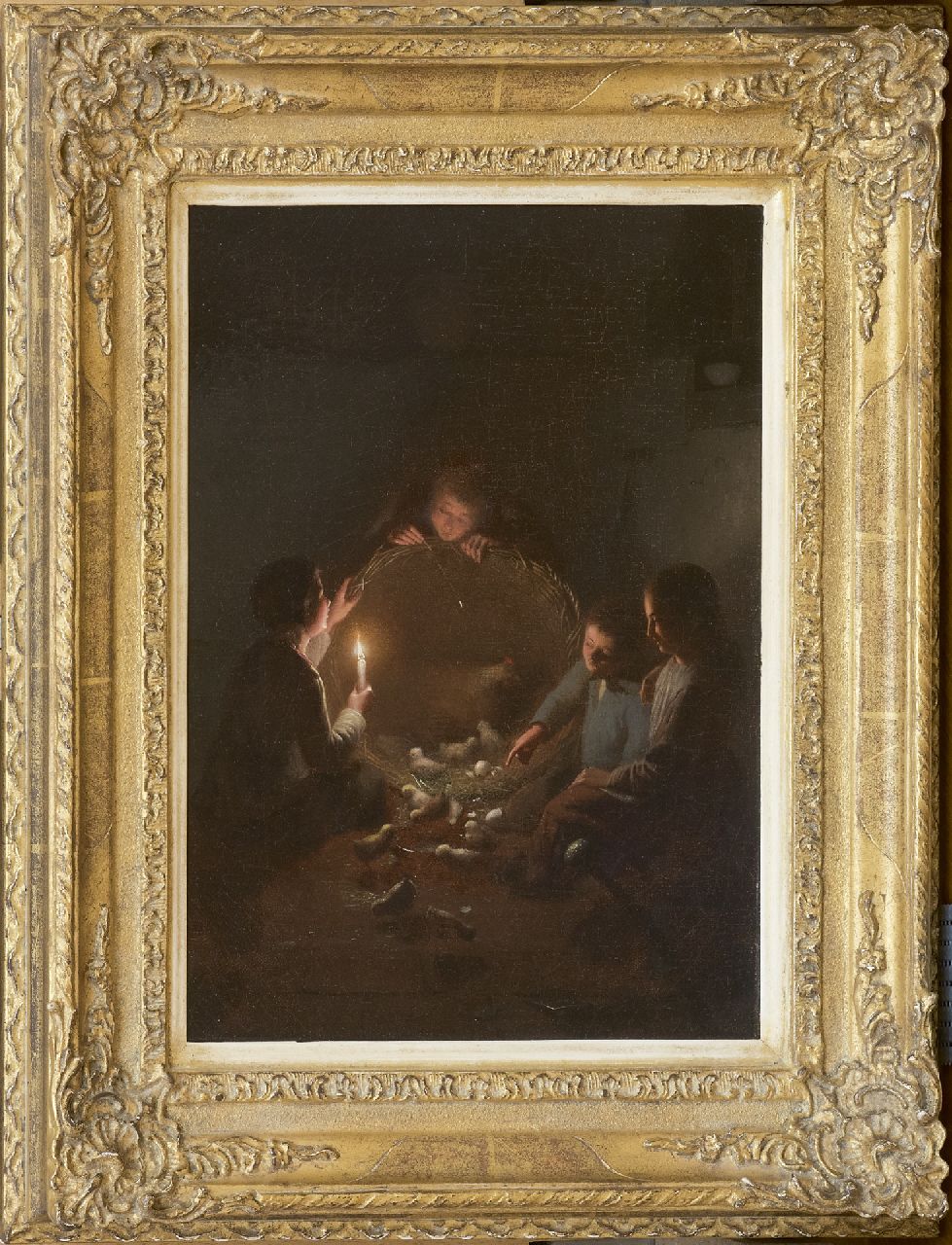 Rosierse J.  | Johannes Rosierse, Een klein wonder bij kaarslicht, olieverf op doek 36,0 x 27,3 cm, gesigneerd rechtsonder