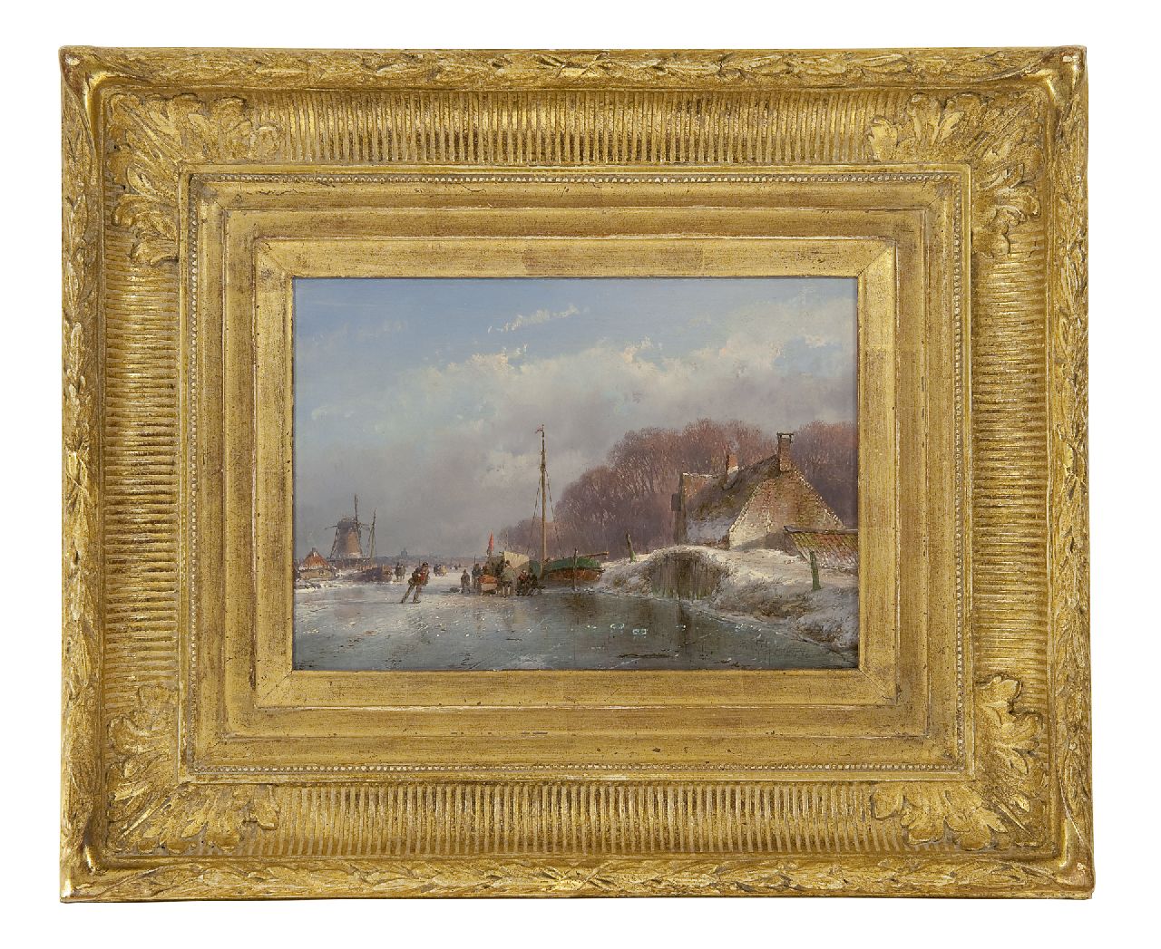 Schelfhout A.  | Andreas Schelfhout, Winter met koek-en-zopie, olieverf op paneel 17,0 x 24,1 cm, gesigneerd rechtsonder en te dateren ca. 1860