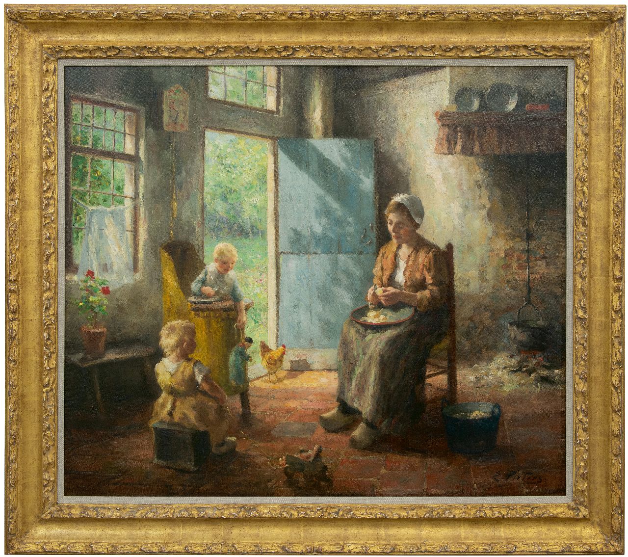 Pieters E.  | Evert Pieters, Huiselijk geluk, olieverf op doek 79,2 x 93,3 cm, gesigneerd rechtsonder