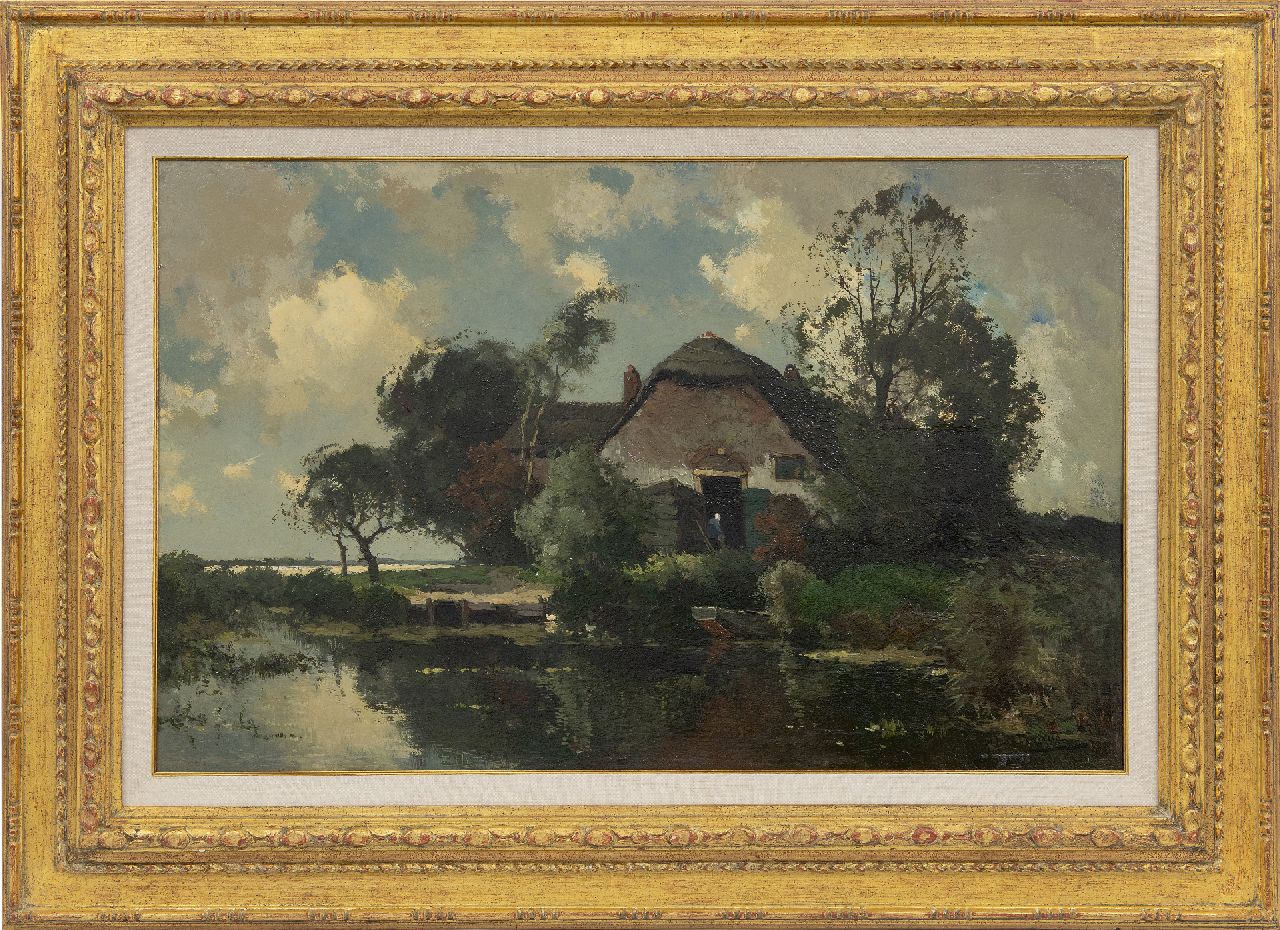 Driesten A.J. van | Arend Jan van Driesten, Boerderij aan het water, olieverf op paneel 39,8 x 64,1 cm, gesigneerd rechtsonder