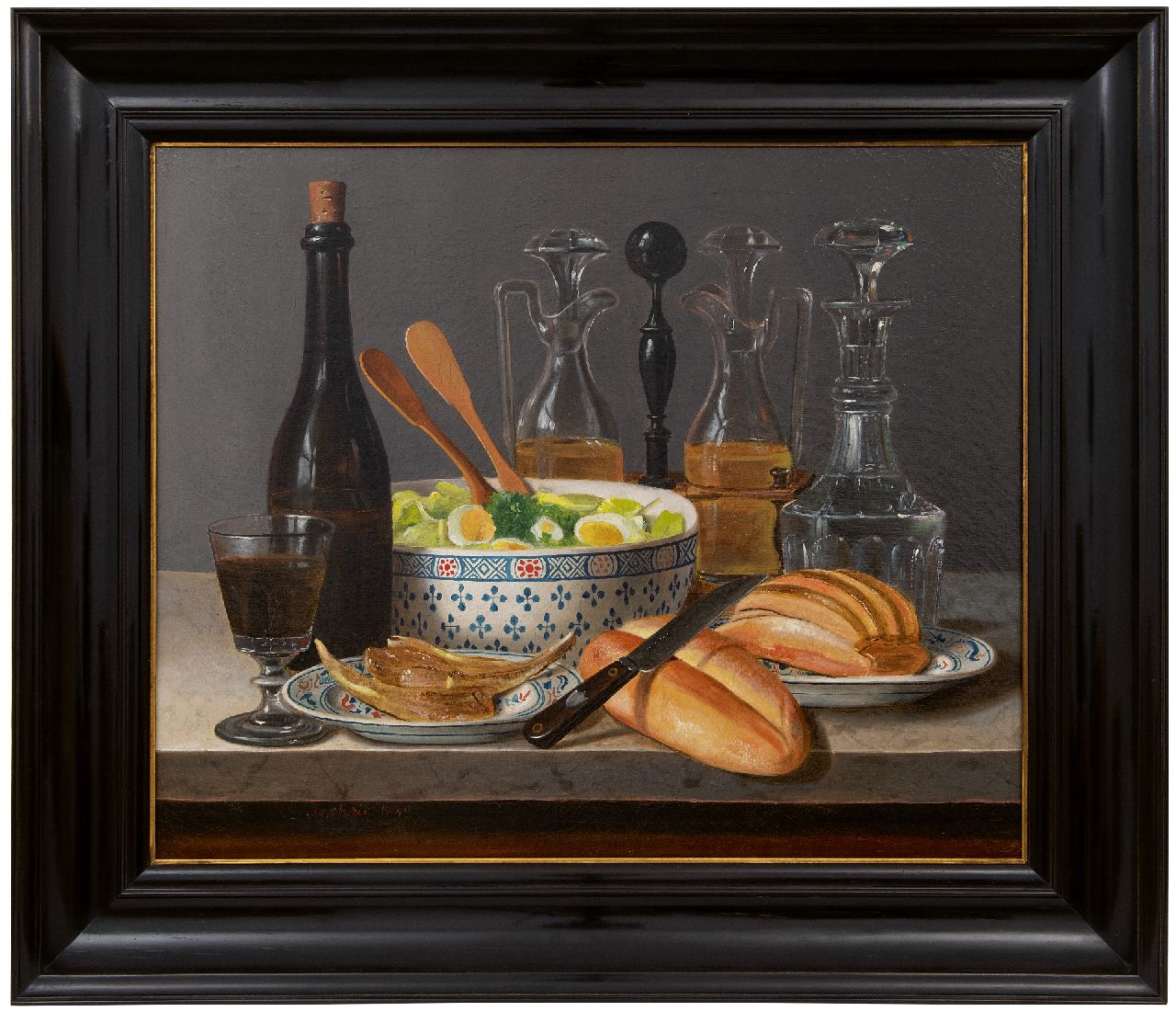 Joncherie G.G.  | Gabriel Germain Joncherie | Schilderijen te koop aangeboden | Le déjeuner, olieverf op doek op paneel 50,2 x 61,0 cm, gesigneerd linksonder en gedateerd 1843