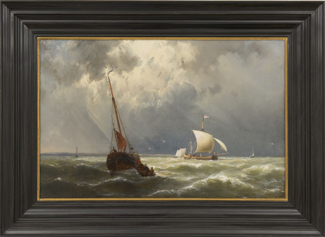 Koekkoek jr. H.  | Hermanus Koekkoek jr. | Schilderijen te koop aangeboden | Zeilschepen op woelige zee, olieverf op doek 33,1 x 51,0 cm, gesigneerd linksonder