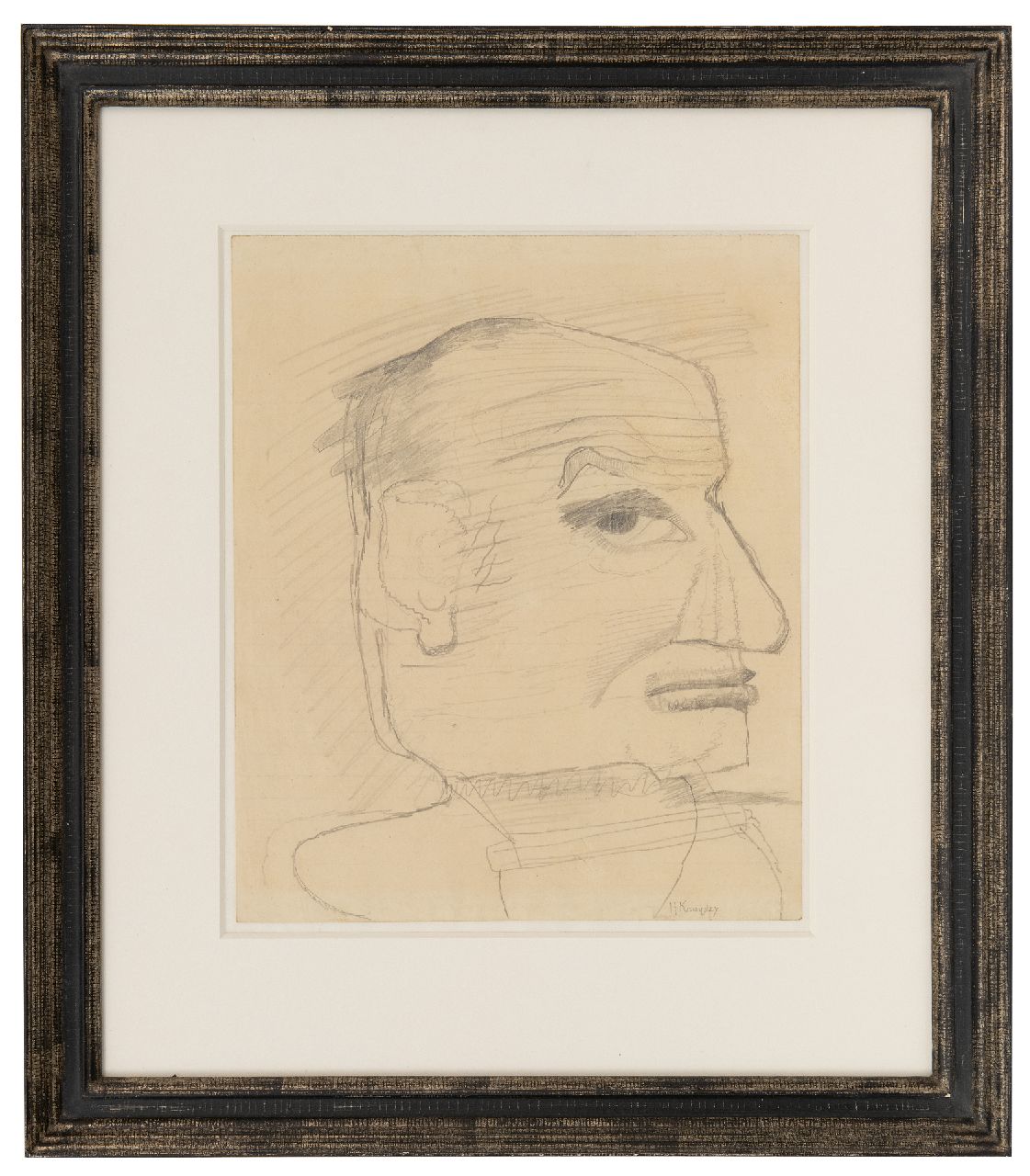 Kruyder H.J.  | 'Herman' Justus Kruyder | Aquarellen en tekeningen te koop aangeboden | Zelfportret (waarschijnlijk), potlood op papier 25,0 x 21,0 cm, gesigneerd rechtsonder